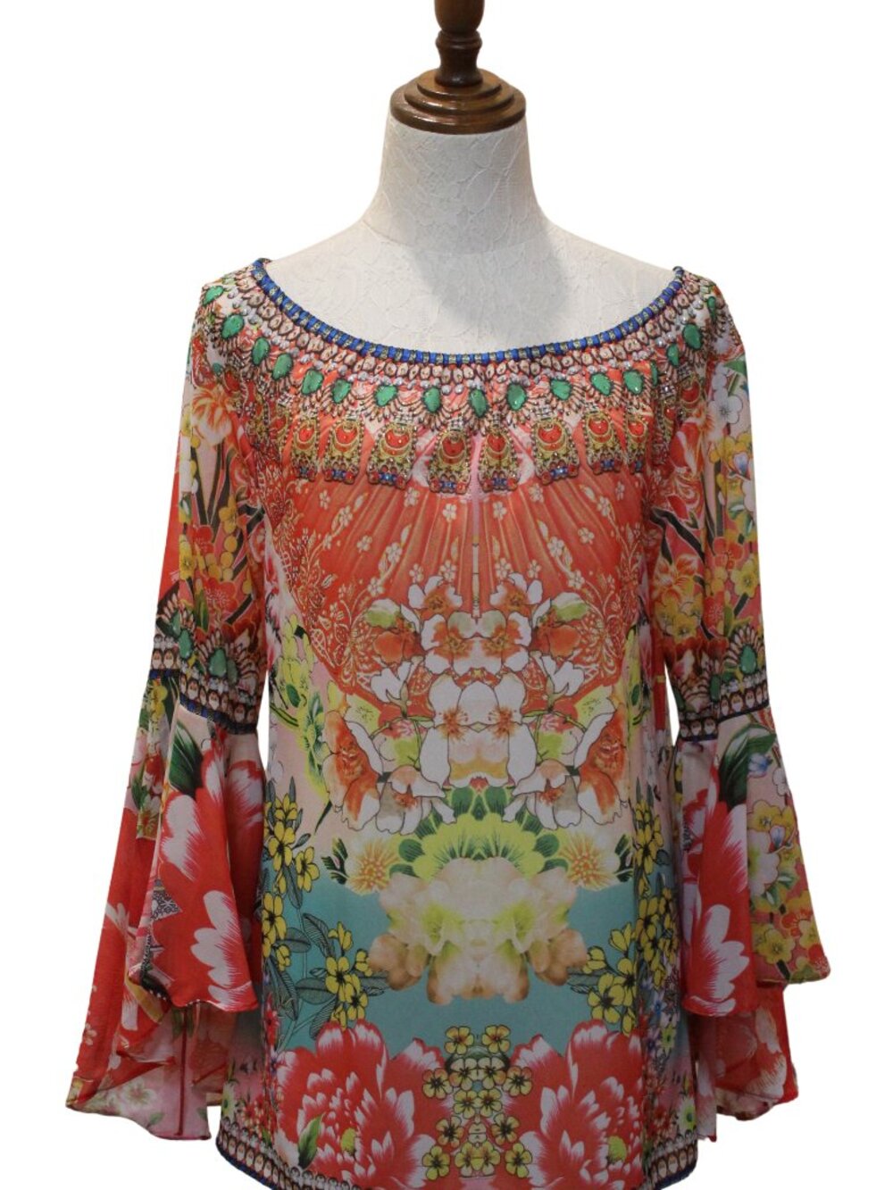 Exotic Gem Flowly Long Sleeve Blouse